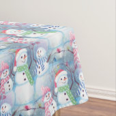 かわいいおもしろい冬の季節雪だるま水彩アート テーブルクロス (インサイチュ)