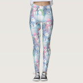 かわいいおもしろい冬の季節雪だるま水彩アート レギンス (正面)