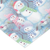 かわいいおもしろい冬の季節雪だるま水彩アート ロングテーブルランナー (コーナー)