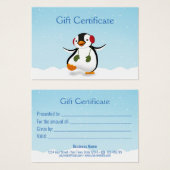 かわいいおもしろい冬ペンギンのギフトカード (正面&裏面)