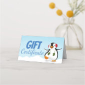 かわいいおもしろい冬ペンギンのギフトカード プレイスカード (正面)