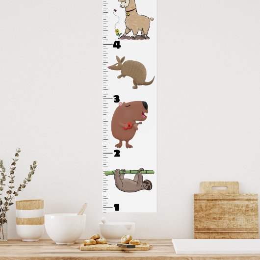 かわいいおもしろい動物の漫画の成長チャート ポスター (キッチン)