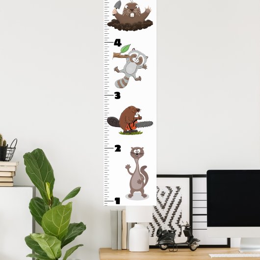 かわいいおもしろい動物の漫画の成長チャート ポスター (ホームオフィス)