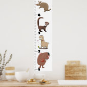 かわいいおもしろい動物の漫画の成長チャート ポスター (キッチン)