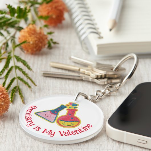 かわいいおもしろい化学者バレンタインデー化学キー キーホルダー (正面右)