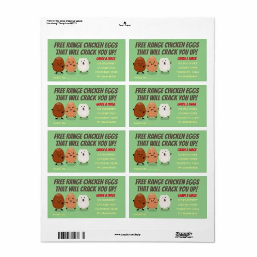 かわいいおもしろい卵の卵カートン ラベル (フルシート)