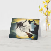 かわいいおもしろい可愛いハロウィン最高の猫カード カード (黄色い花)