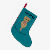 かわいいおもしろい可愛らしいカワウソ スモールクリスマスストッキング (正面 (吊り時))