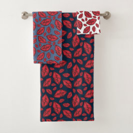 かわいいおもしろい唇のパターン混合 バスタオルセット