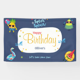 かわいいおもしろい夏のフルーツ誕生日パーティーの看板バナー 横断幕