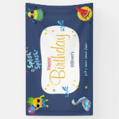 かわいいおもしろい夏のフルーツ誕生日パーティーの看板バナー 横断幕 (縦)