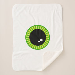 かわいいおもしろい大きな緑の眼球 シェルパブランケット