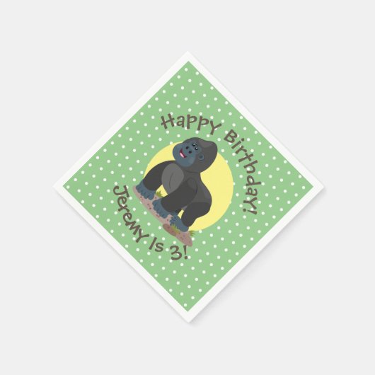 かわいいおもしろい大ゴリラ漫画イラストレーション スタンダードカクテルナプキン (角)