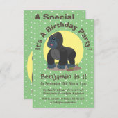 かわいいおもしろい大ゴリラ漫画イラストレーション 招待状 (正面/裏面)