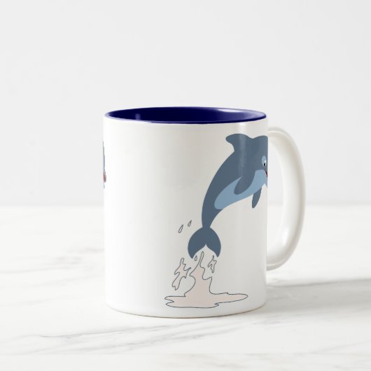 かわいいおもしろい好きのマンガイルカ ツートーンマグカップ (正面右)