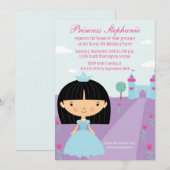 かわいいおもしろい姫の誕生日パーティーの招待 招待状 (正面/裏面)