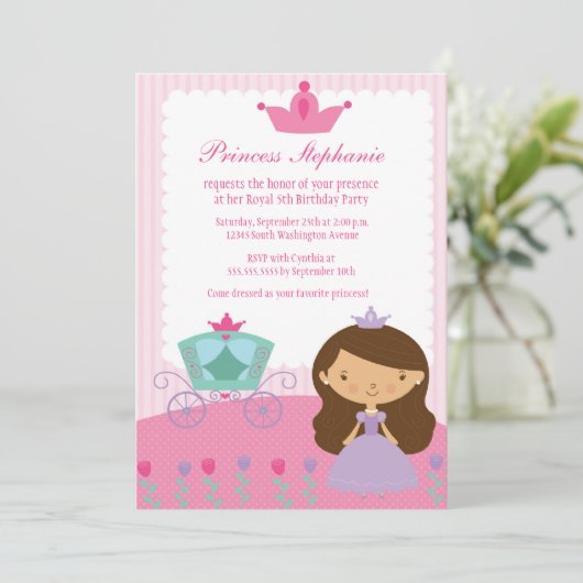 かわいいおもしろい姫の誕生日パーティーの招待 招待状 (スタンド正面)