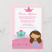 かわいいおもしろい姫の誕生日パーティーの招待 招待状 (正面/裏面)