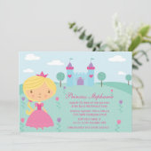 かわいいおもしろい姫の誕生日パーティーの招待 招待状 (スタンド正面)