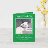 かわいいおもしろい子犬ハッピーセントパトリックの日 カード (黄色い花)