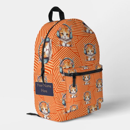 かわいいおもしろい子猫カスタム プリントバックパック (裏面左端)