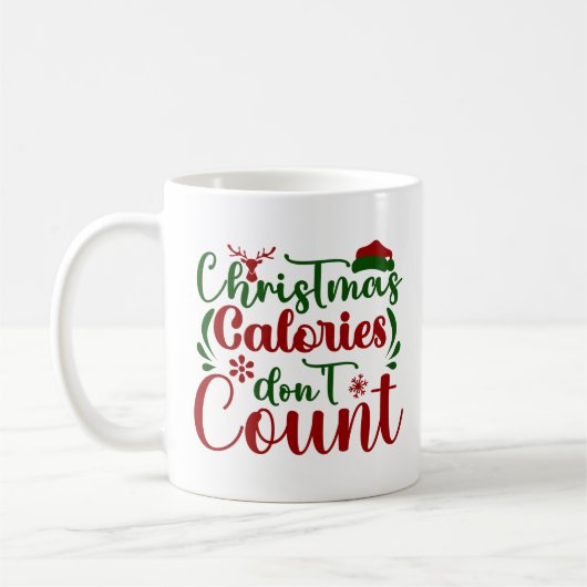 かわいいおもしろい季節のホリデーサンタ冬カロリー コーヒーマグカップ (左)