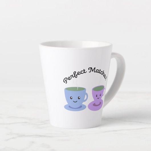 かわいいおもしろい完璧な抹茶 カフェラテマグ (右アングル)