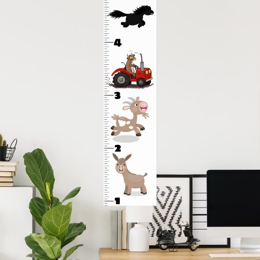 かわいいおもしろい家畜の漫画の成長チャート ポスター (ホームオフィス)