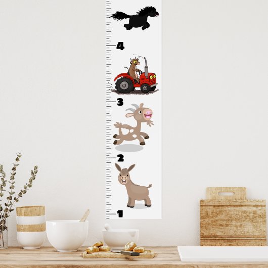 かわいいおもしろい家畜の漫画の成長チャート ポスター (キッチン)