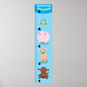 かわいいおもしろい家畜の漫画の成長チャート ポスター