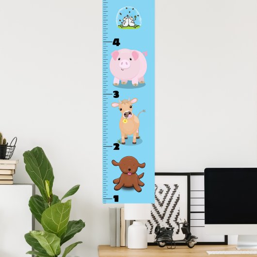 かわいいおもしろい家畜の漫画の成長チャート ポスター (ホームオフィス)