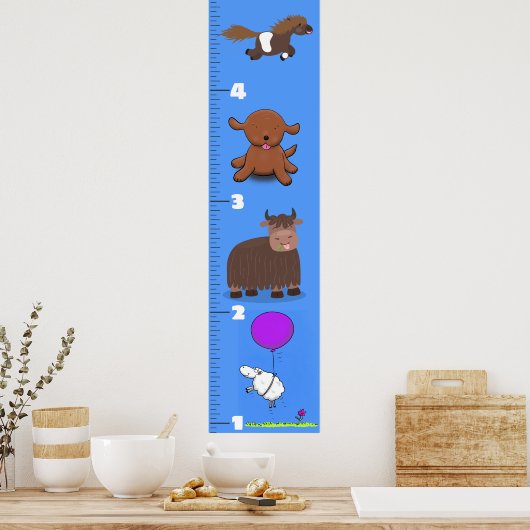かわいいおもしろい家畜の漫画の成長チャート ポスター (キッチン)