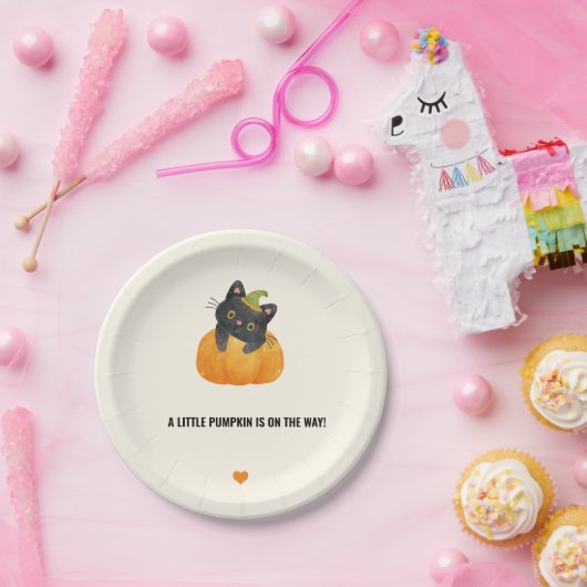 かわいいおもしろい小さなかぼちゃを途中黒猫 ペーパープレート (パーティー)