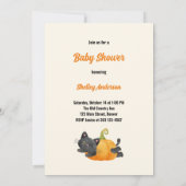 かわいいおもしろい小さなかぼちゃを途中黒猫 招待状 (裏面)