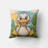 かわいいおもしろい小さなカモの幸せスマイル クッション (裏面)