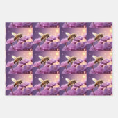 かわいいおもしろい小さなカラフルミツバチの贈り物 ラッピングペーパーシート (正面2)