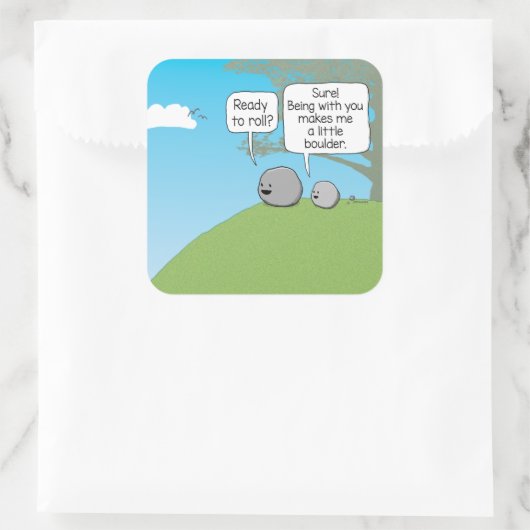 かわいいおもしろい小さな大きい石準備ができてい転がる スクエアシール (バッグ)