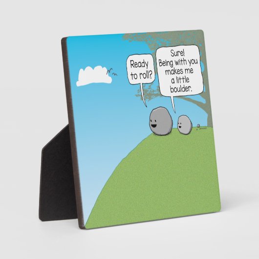 かわいいおもしろい小さな大きい石準備ができてい転がる フォトプラーク (正面)