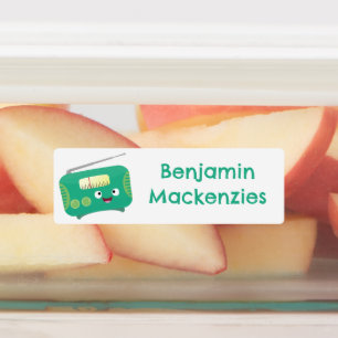 かわいいおもしろい幸せなレトロなラジオパーソナライズされた漫画 ラベル