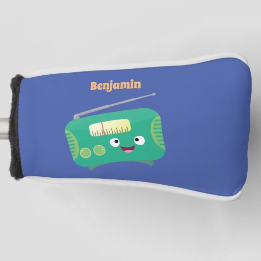 かわいいおもしろい幸せなレトロなラジオ漫画 ゴルフヘッドカバー (正面)