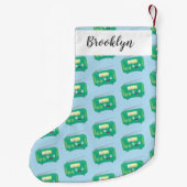 かわいいおもしろい幸せなレトロなラジオ漫画 スモールクリスマスストッキング (裏面)