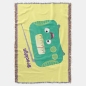 かわいいおもしろい幸せなレトロなラジオ漫画 スローブランケット (正面縦)