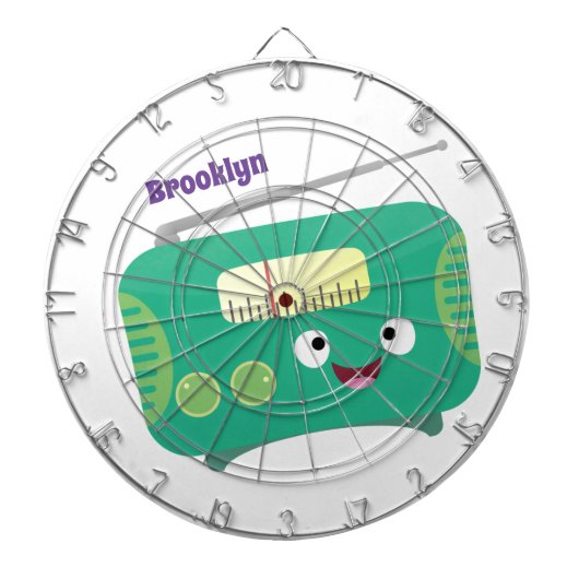 かわいいおもしろい幸せなレトロなラジオ漫画 ダーツボード (正面)