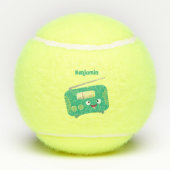 かわいいおもしろい幸せなレトロなラジオ漫画 テニスボール (裏面)