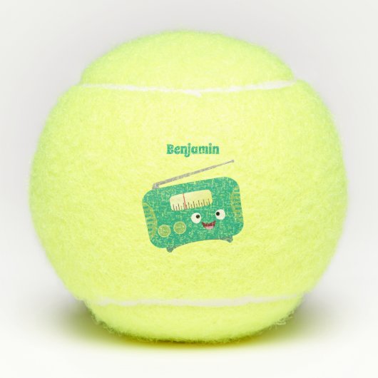 かわいいおもしろい幸せなレトロなラジオ漫画 テニスボール (正面)