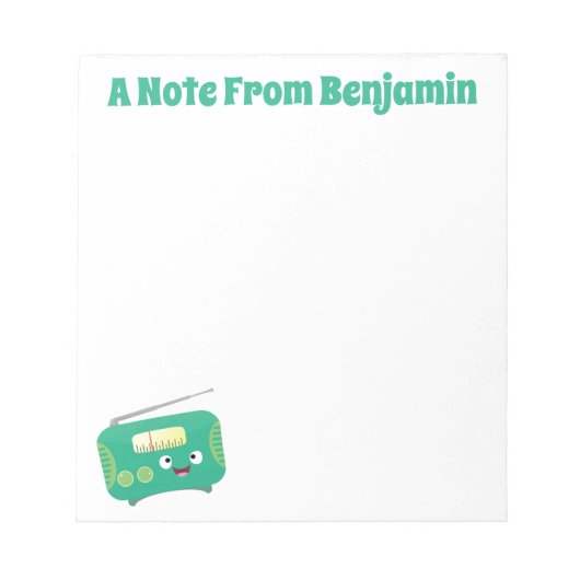 かわいいおもしろい幸せなレトロなラジオ漫画 ノートパッド (正面)