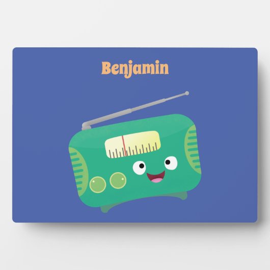 かわいいおもしろい幸せなレトロなラジオ漫画 フォトプラーク (正面)