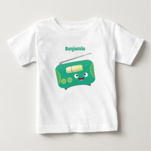 かわいいおもしろい幸せなレトロなラジオ漫画 ベビーTシャツ