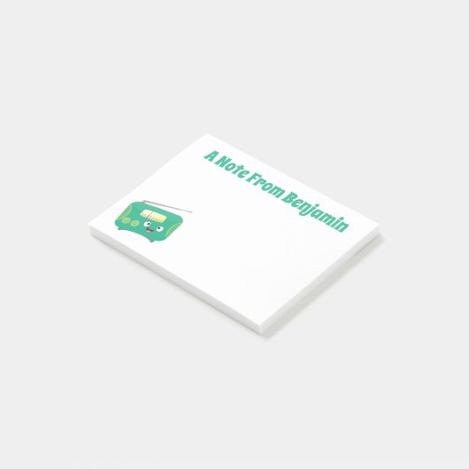 かわいいおもしろい幸せなレトロなラジオ漫画 ポストイット (アングル)