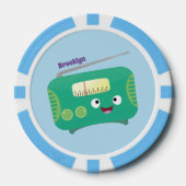 かわいいおもしろい幸せなレトロなラジオ漫画 ポーカーチップ (正面)